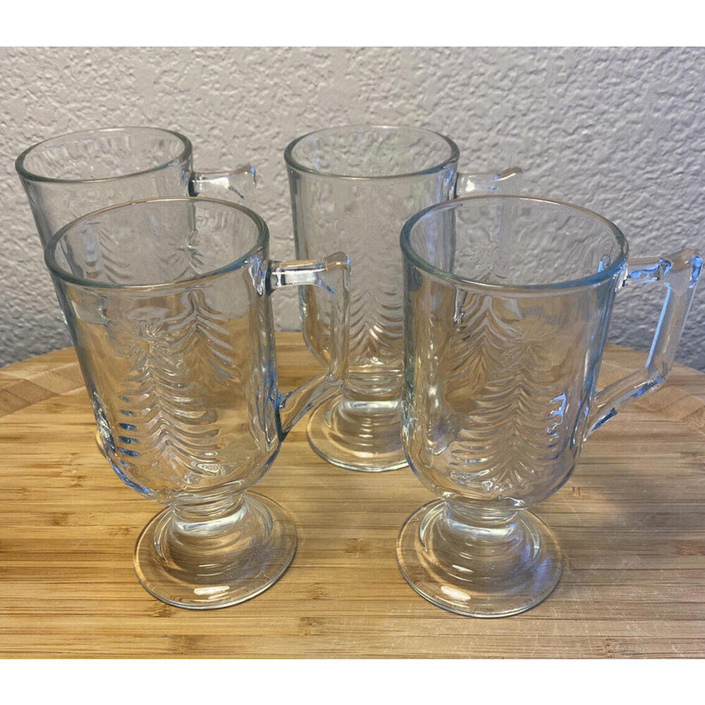Set of 4 Irish Coffee Cups Christmas Trees